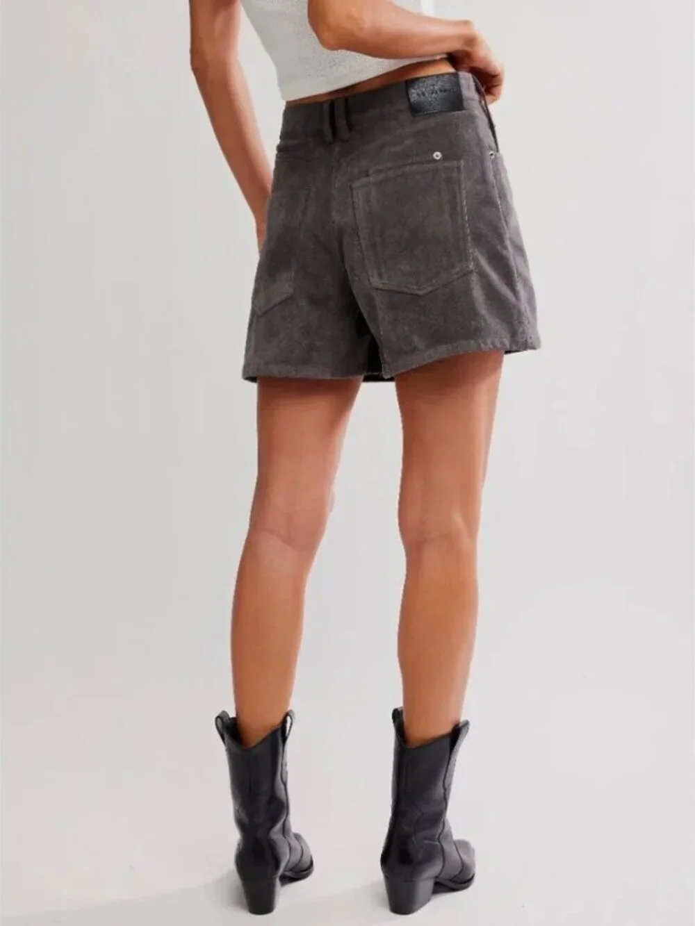 FREE PEOPLE NWT We The Free Tippie Vegan Suede Shorts / Dark Grey